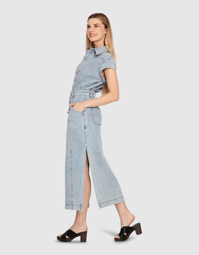 Belle & Bloom - Sundown Denim Midi Shirt Dress