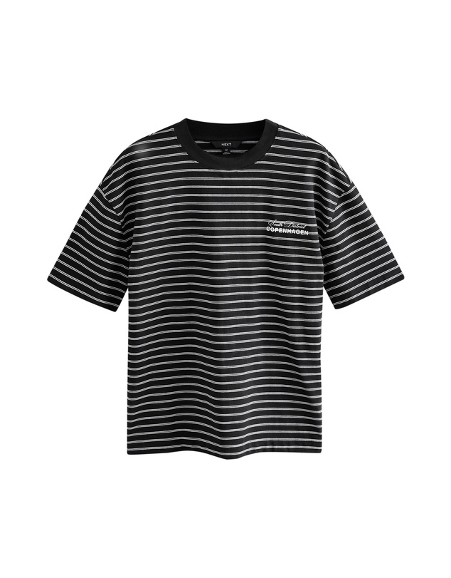 NEXT - Relaxed Fit Stripe Heavyweight 100% Cotton T-Shirt