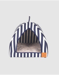 Mog & Bone - Cat Igloo - Navy Hampton Stripe Print