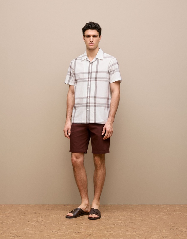 Trenery - Seersucker Check Camp Shirt in White