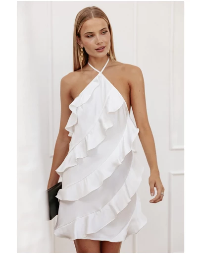 Petal & Pup - Valery Halterneck Mini Dress - White