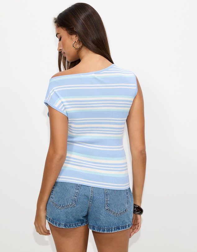 Dazie - Calista Stripe Asymmetrical Knit Top