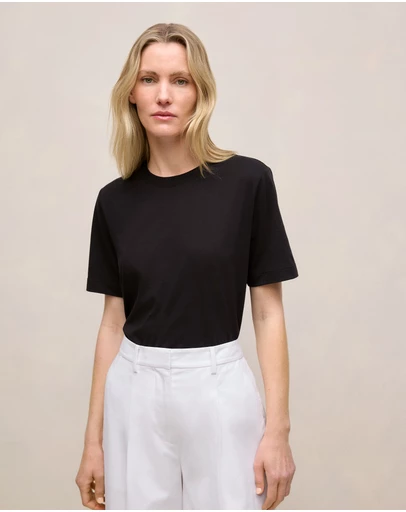 Trenery - Cotton Crew T-shirt in Black