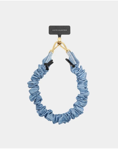 LOUVE COLLECTION - Universal Phone Strap Connector (Black) + Crunchy Blue Strap