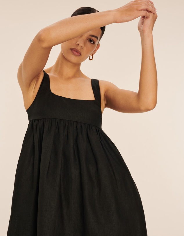 AERE - Linen Gathered Mini Dress
