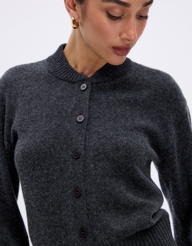 Minima Esenciales - Alma Wool Cashmere Blend Knit Bomber Cardigan