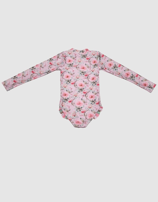 Olga Valentine - Long Sleeve Zip One Piece Swimsuit - Hand beaded