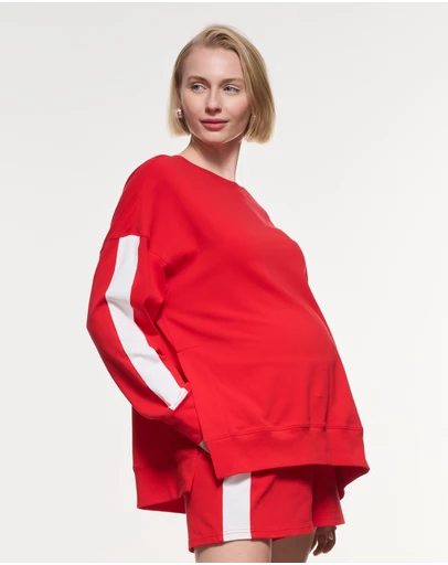 Soon Maternity - Side Split Stripe Cotton Top