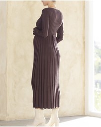 Angel Maternity - Victoire Maternity Knit Bodycon Dress in Dark Brown