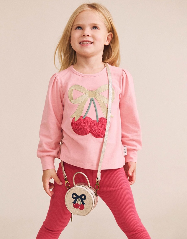 Huxbaby - Cherry Bow Puff Sleeve Top - Babies-Kids