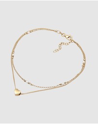 Elli Jewelry - Anklet Heart Shell Pearl 925 Sterling Silver Gold Plated