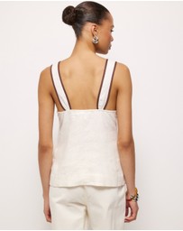 AERE - Contrast Trim Linen Top