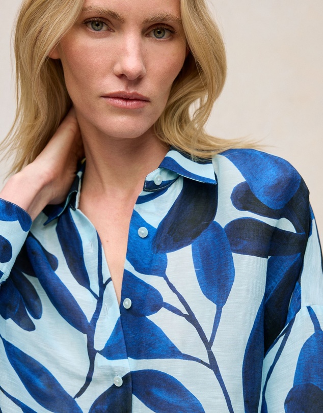Trenery - Marea Linen Silk Resort Shirt in Pastel Blue