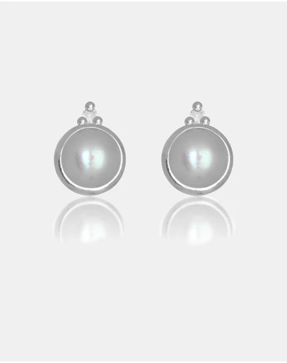 Georgini - Freshwater Pearl And Two Natural Diamond June Silver Earrings