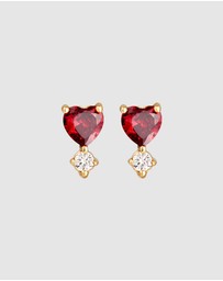 Elli Jewelry - Earrings Heart Motive Love with Zirconia in 925 Sterling Silver Gold Plated