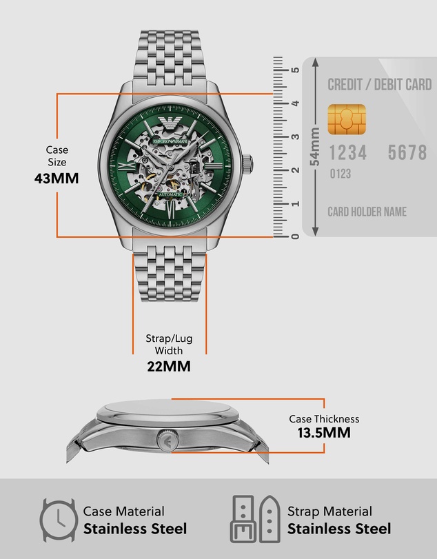 Emporio Armani - Silver Tone Analogue Watch
