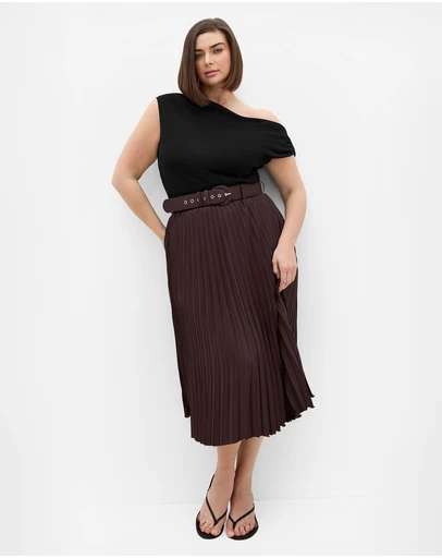 City Chic - Petra Pleat Midi Skirt
