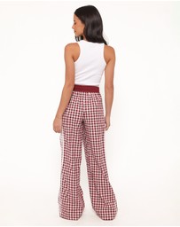 Petal & Pup - Lawson Track Pants - Burgundy Gingham