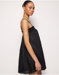 AERE - Amba Shirred Linen Mini Dress