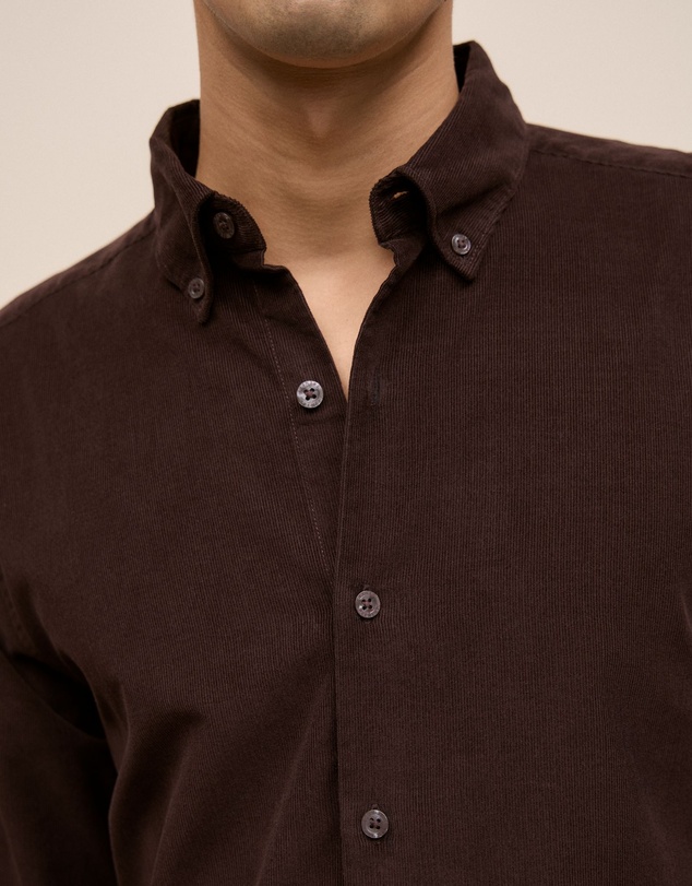 Trenery - Regular Fit Cord Shirt in Coffee Bean