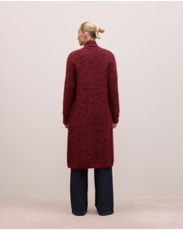 Trenery - Brushed Alpaca Longline Cardigan in Red Mahogany