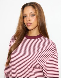 Dazie - Nostalgia Stripe Oversized LS Tee