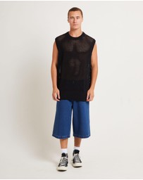 Black Noise White Rain - Lydo Net Knit Vest