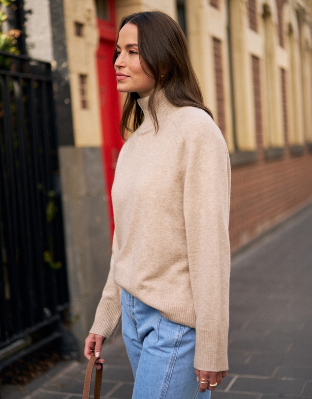 Ceres Life - Alex Oversized Knit Funnel Neck Pullover
