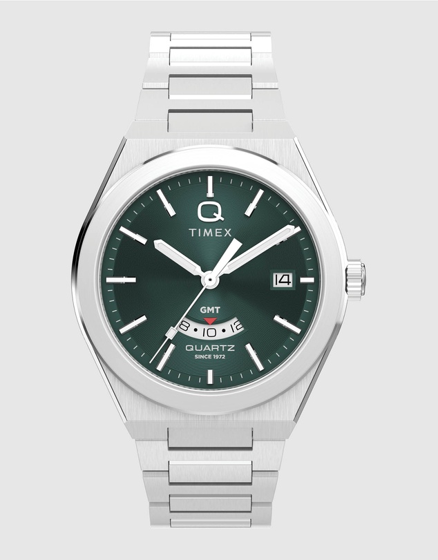 TIMEX - Q Timex Continental GMT 39mm Stainless Steel Bracelet Watch