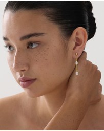 Najo - Tidal Whisper Yellow Gold Double Pearl Earring