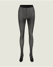 INSTOCK - After Hours — 50 Denier Diamond Checked Sheer Micromesh Tight