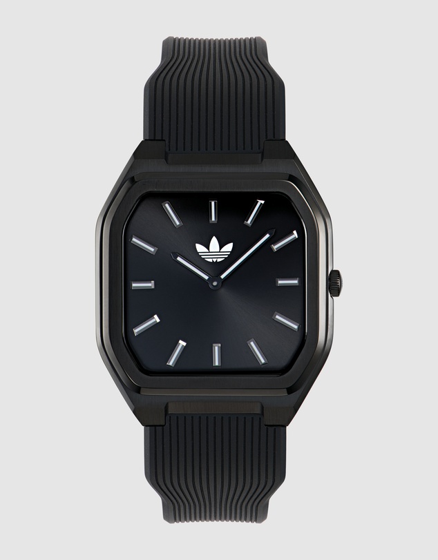 adidas Originals - City Tech Square 39mm Black Silicone Strap Watch