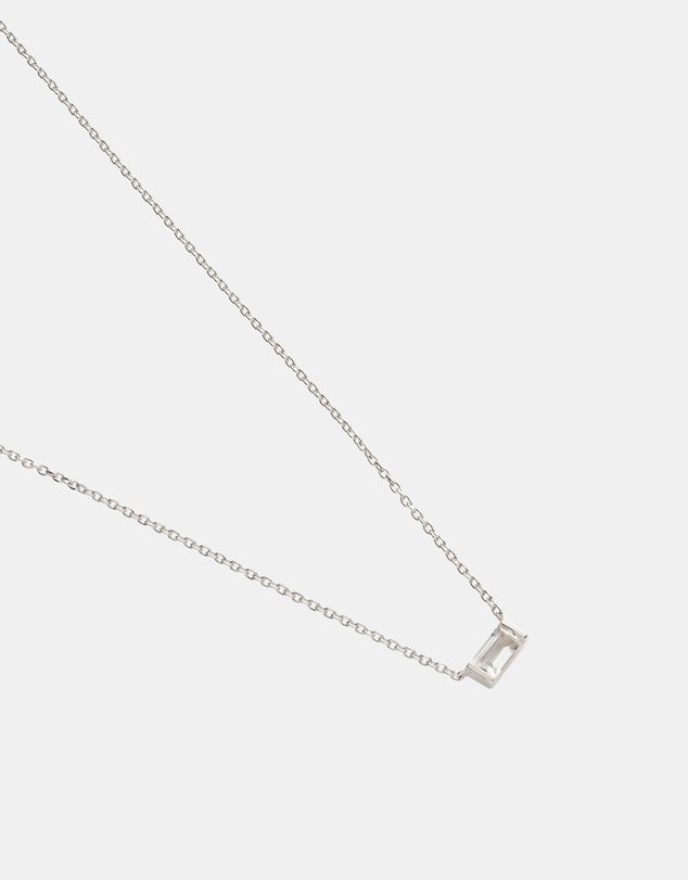 Kirstin Ash - Baguette Birthstone Necklace April White Topaz