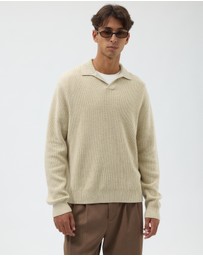 AERE - Wool Blend Chunky Knit Polo