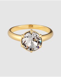 Elli Jewelry - Ring Women White Crystal 925 Sterling Silver Gold Plated