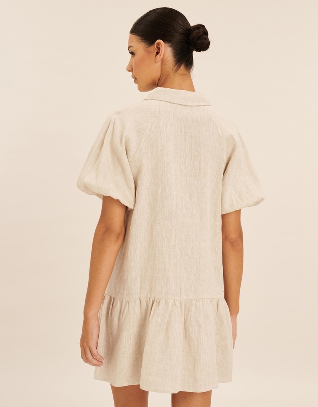 AERE - Joia Linen Puff Sleeve Mini Dress