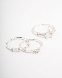 Lovisa - Silver Plated Elegant Stacking Ring 3-Pack