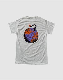 KFD - Kfd Boom Men Logo Cotton Tshirt Relaxed Fit Crew Neck Grey/Orange
