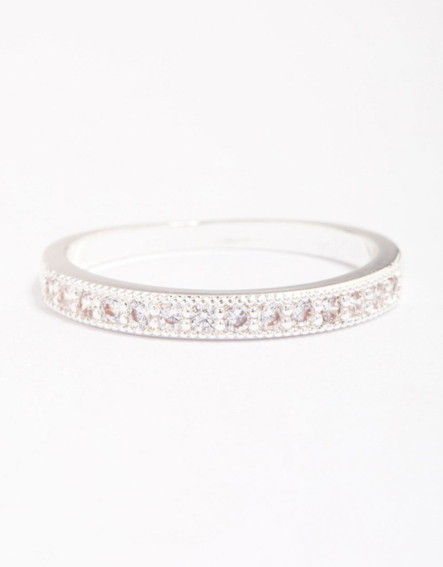 Lovisa - Silver Plated Cubic Zirconia Round Stone Ring Pack