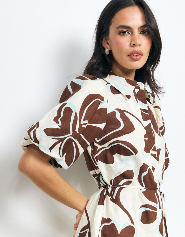 AERE - Nela Linen Midi Shirt Dress