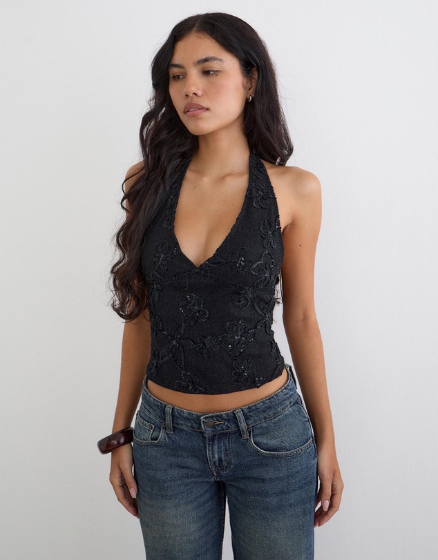 Motel Rocks - Cosio Sequin Knit Halter Top