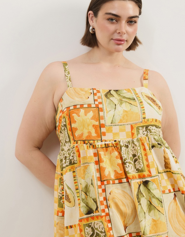 Atmos&Here Curvy - Alex Linen Blend Empire Waist Midi Dress