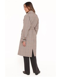 Petal & Pup - Billy Button Front Trench Coat - Brown Plaid