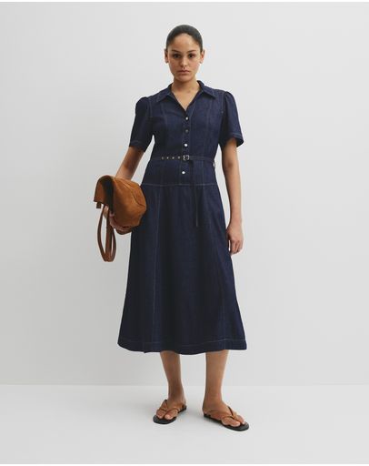 Half Placket Denim Dress by Country Road Online | THE ICONIC | Australia