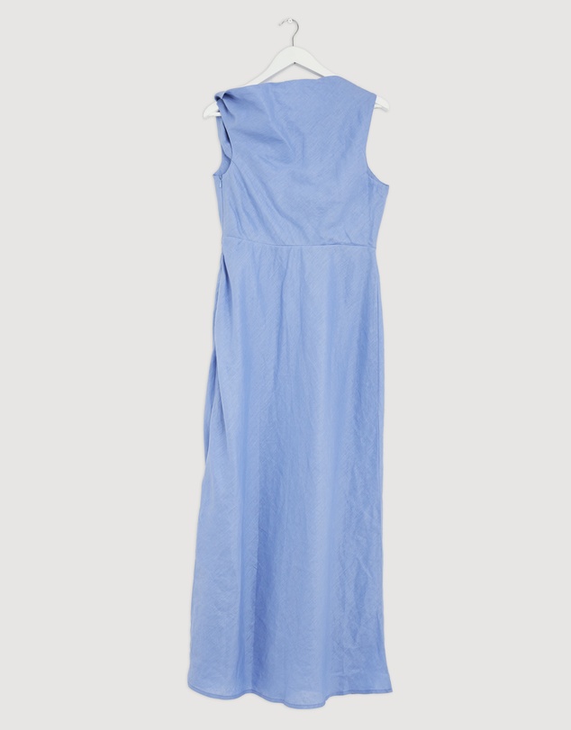Revibe - Repaired AERE Fia Linen Draped Off Shoulder Maxi Dress - AU 12