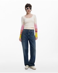 Desigual - T-shirt with printed sleeves