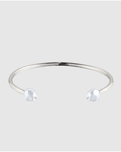 Elli Jewelry - Swarovski® Pearl Open Bangle in 925 Silver
