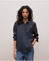 Trenery - Linen Classic Shirt in Night Sky