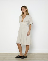 Cirkular - Pre-Loved - Reformation Taupe Linen Midi Dress