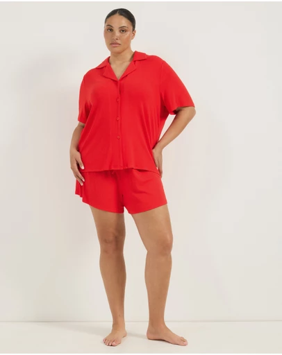 Atmos&Here Curvy - Darcey Soft Ribbed Short Sleeve Pyjama Set